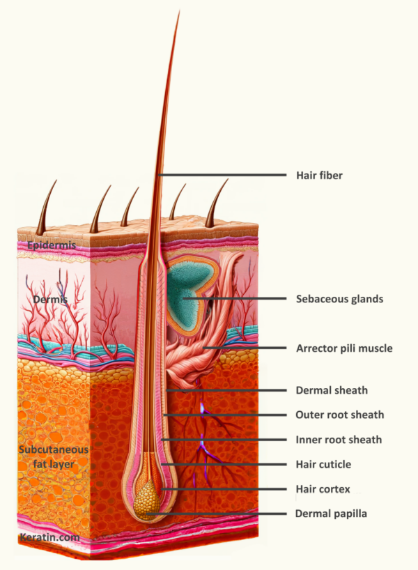 The basics of the human hair follicle structure in the skin